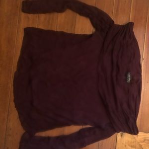 Purple, off-the-shoulder shirt